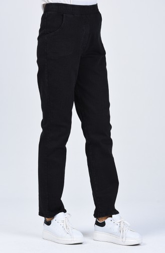 Waist Elastic Pocket Detailed Jeans Pants 1452pnt-01 Black 1452PNT-01