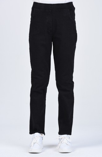 Waist Elastic Pocket Detailed Jeans Pants 1452pnt-01 Black 1452PNT-01
