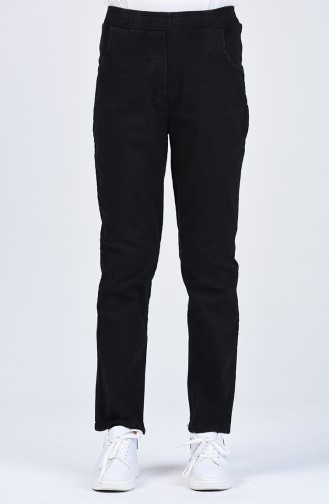 Beli Lastikli Cep Detaylı Kot Pantolon 1452PNT-01 Siyah
