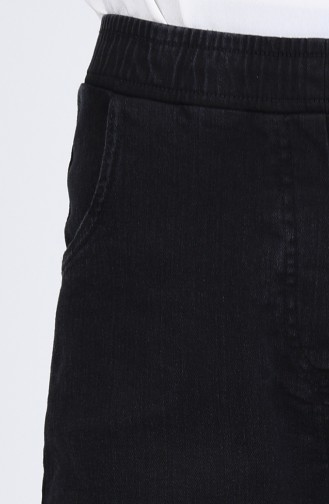 Beli Lastikli Cep Detaylı Kot Pantolon 1452PNT-01 Siyah