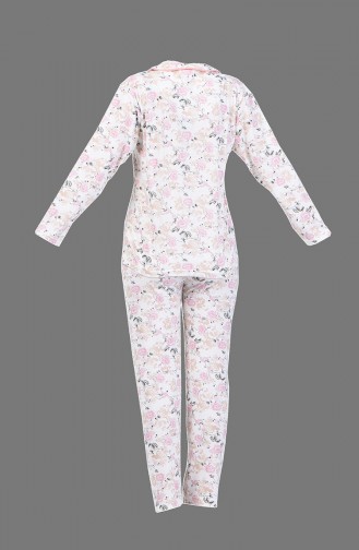 Patterned Pajama Set 1005-01 Pink Salmon 1005-01