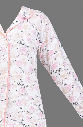 Gemusterter Pyjama Set 1005-01 Pink Lachs 1005-01