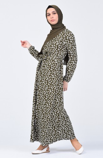 Pattern Belted Dress 1431-02 Khaki 1431-02
