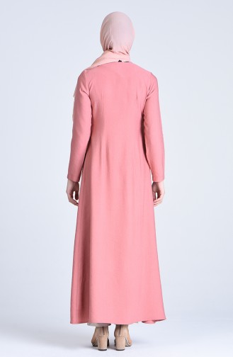 Side fastening Linen Abaya 6852-02 Dry Rose 6852-02