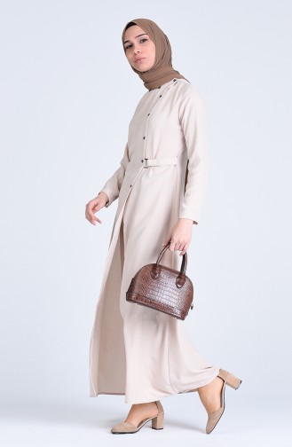 Yandan Bağlamalı Ferace 6853-03 Bej