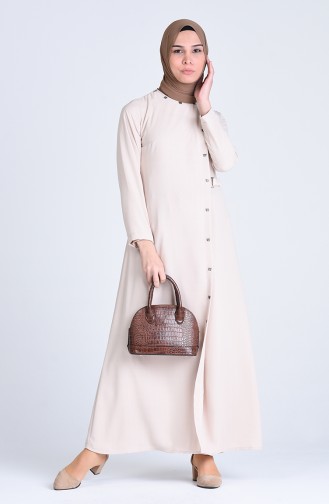 Side Binding Abaya 6853-03 Beige 6853-03