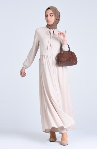 Abaya a Fermeture 6856-05 Beige 6856-05