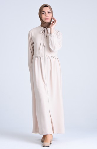 Abaya a Fermeture 6856-05 Beige 6856-05