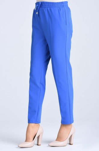 Straight Leg Pants with Elastic waist 4088-04 İndigo 4088-04