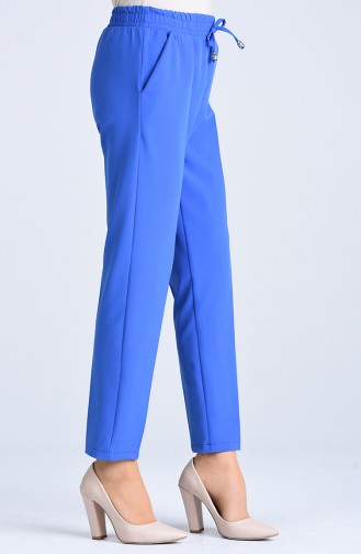 Straight Leg Pants with Elastic waist 4088-04 İndigo 4088-04