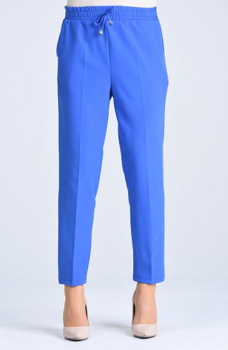 Straight Leg Pants with Elastic waist 4088-04 İndigo 4088-04