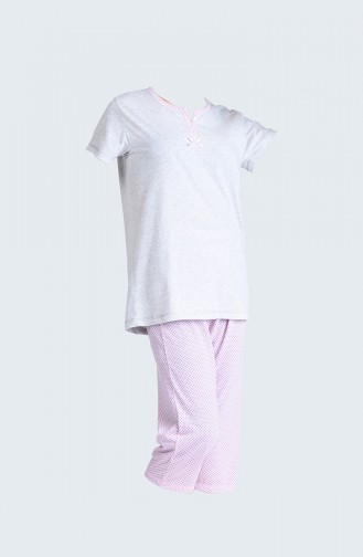 Polka Dot Pajama Suit 5003-01 Powder Gray 5003-01