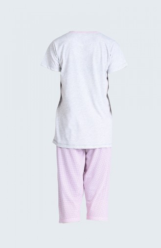 Puantiyeli Pijama Takım 5003-01 Pudra Gri