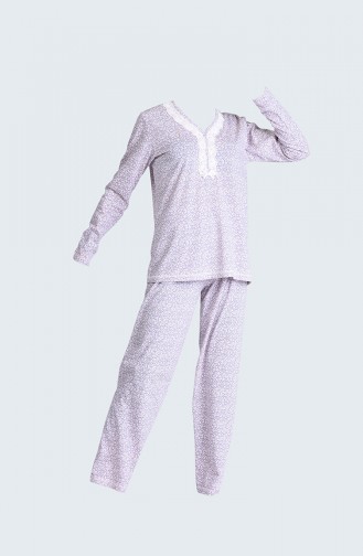 Patterned Pyjamas Suit 5015-01 Powder Grey 5015-01