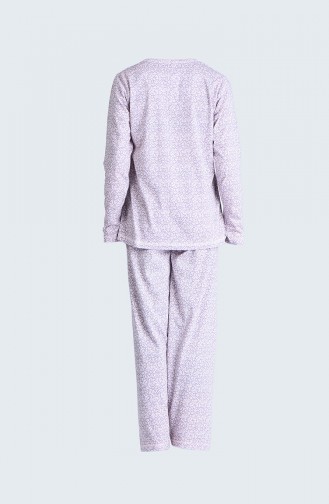 Gemusterter Pyjama Set  5015-01 Puder Grau 5015-01