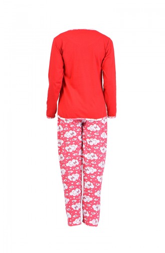 Uzun Kollu Pijama Takım 2400-02 Kırmızı