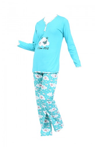 Uzun Kollu Pijama Takım 2400-04 Yeşil