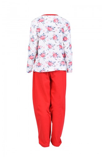 Düğmeli Pijama Takım 2500-01 Kırmızı