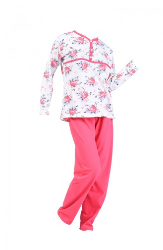 Geknöpfte Pyjama Set 2500-02 Koralle 2500-02