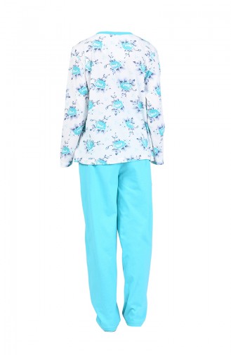 Buttoned Pajamas Suit 2500-05 Mint Green 2500-05