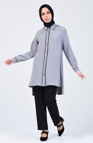 Aerobin Fabric Tunic and Pants Two-pieces Suit 1068-05 Gray Black 1068-05