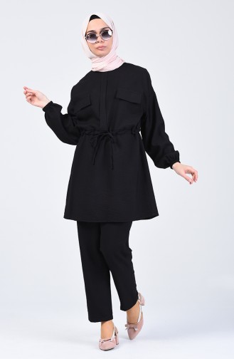 Aerobin Fabric Tunic and Pants Two-pieces Suit 1070-03 Black 1070-03