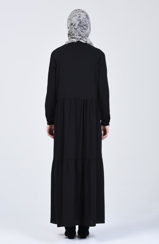 Fırfırlı Elbise 5299-01 Siyah