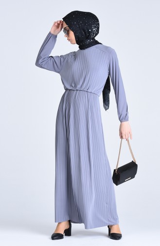 Empire seam Pleated Dress 5302-06 Gray 5302-06