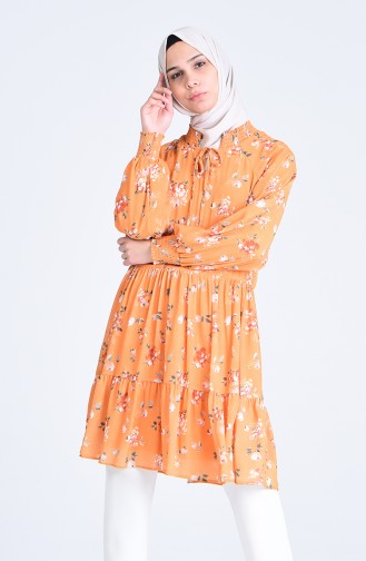 Floral patterned Summer Tunic 1062-01 Mustard 1062-01