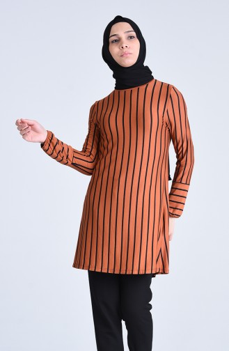 Çizgili Tunik 0274-04 Kiremit