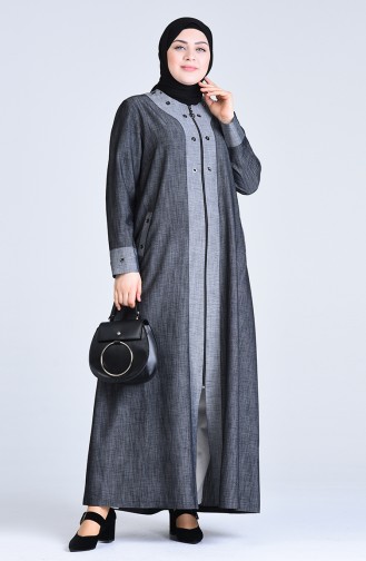 Grösse Grosse Abaya mit Reissverschluss 1299-01 Schwarz 1299-01