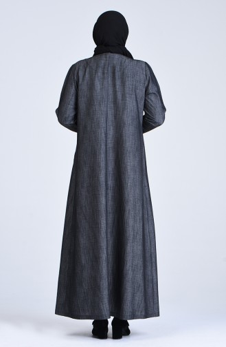 Plus Size Zippered Abaya 1299-01 Black 1299-01