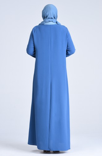 Abaya a Fermeture Grande Taille 1304-01 İndigo 1304-01