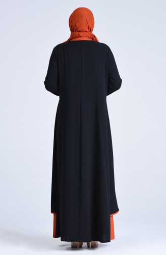 Plus Size Zippered Abaya 1304-02 Black 1304-02