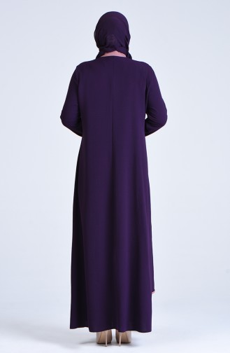 Plus Size Zippered Abaya 1304-03 Purple 1304-03