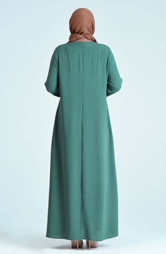 Plus Size Zippered Abaya 1304-04 Age Green 1304-04
