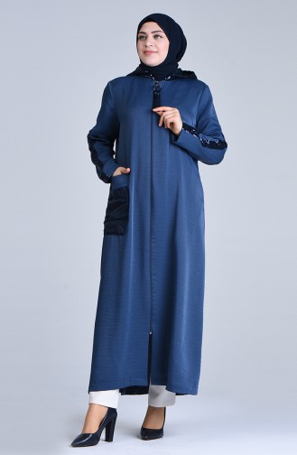 Grösse Grosse Pailletten Hijab Mantel  0407-01 Indigo 0407-01