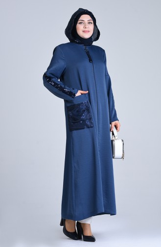 Grösse Grosse Pailletten Hijab Mantel  0407-01 Indigo 0407-01
