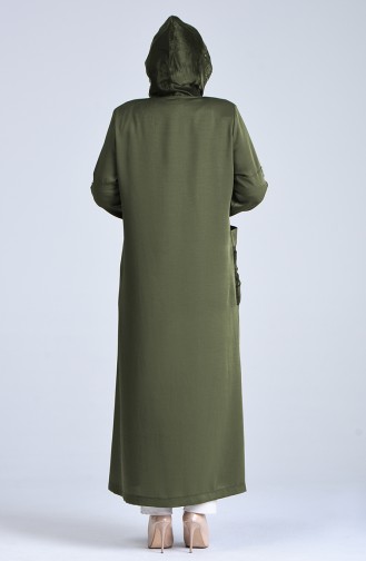 Plus Size Sequin Detailed Topcoat 0407-04 Khaki 0407-04