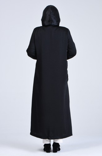 Grösse Grosse Pailletten Hijab Mantel 0407-05 Schwarz 0407-05