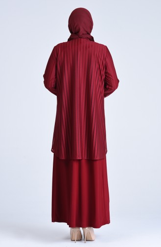 Plus Size Pearl Evening Dress 1277-06 Burgundy 1277-06
