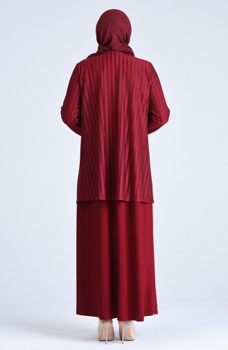 Grösse Grosse Abendkleid mit Brosche 1281-02 Weinrot 1281-02