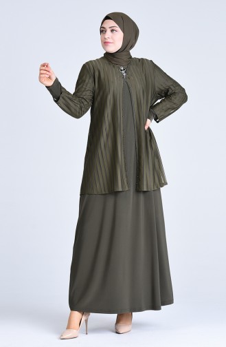 Khaki İslamitische Avondjurk 1281-03