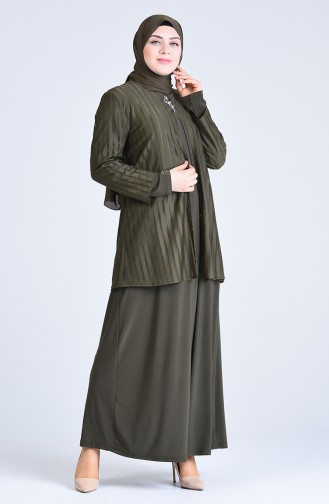 Khaki İslamitische Avondjurk 1281-03