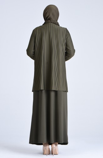 Plus Size Brooch Evening Dress 1281-03 Khaki 1281-03