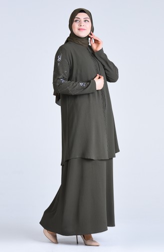 Khaki İslamitische Avondjurk 1307-01