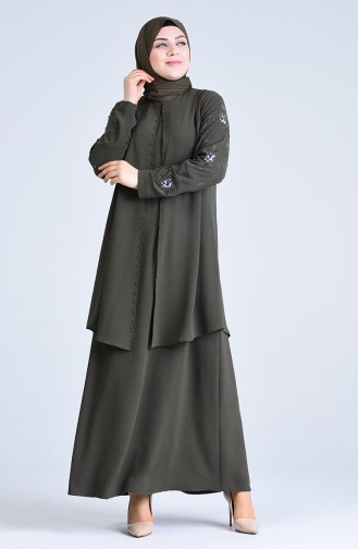 Khaki İslamitische Avondjurk 1307-01