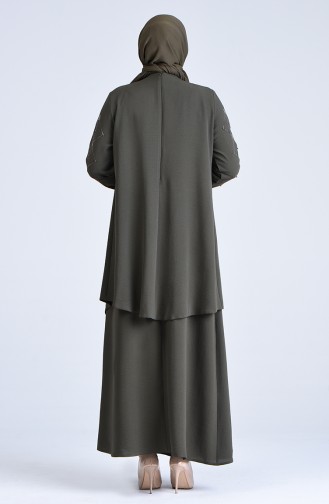 Plus Size Stone Evening Dress 1307-01 Khaki 1307-01