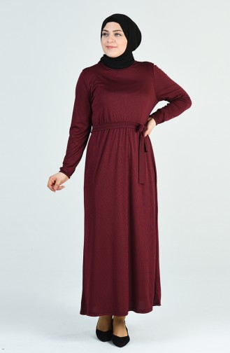 Plus Size Sleeve Elastic Dress 8004-02 Burgundy 8004-02
