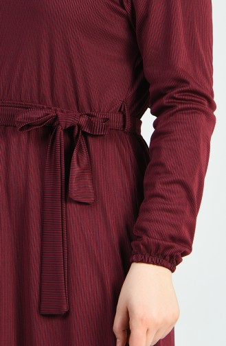 Plus Size Sleeve Elastic Dress 8004-02 Burgundy 8004-02